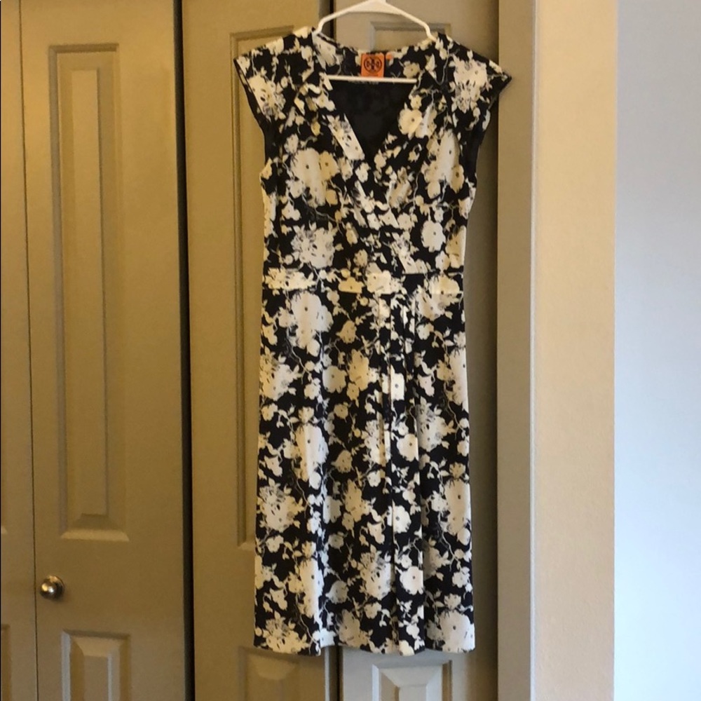 Tory Burch Silk Navy & White Wrap Dress - Size 4